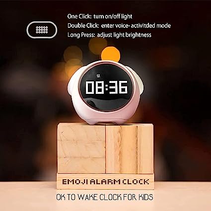 Emoji Alarm Clock Night Light Lamp Dual Alarm Setting, Adjustable Brightness Digital Clock - Kalesh Monk
