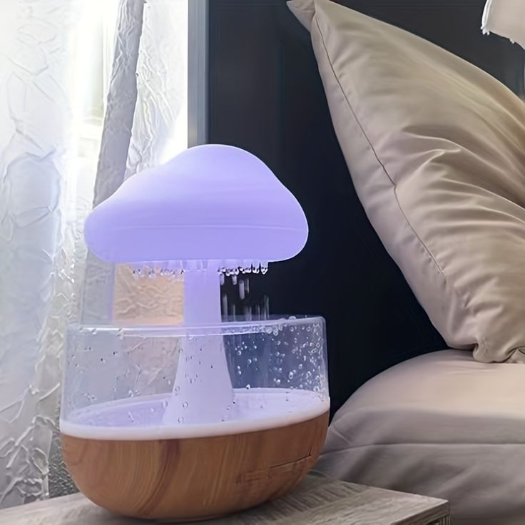 Rain Cloud Humidifier Water Drip, Mushroom Humidifier Waterfall Lamp, Mushroom Diffuser, Cloud Humidifier Rain Drop, Rain Sounds for Sleeping, Rain Cloud Diffuser