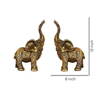 Set Of 2 Trunk Up Elephant Family Statue Showpiece Figurine indian Handicraft