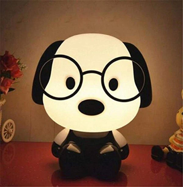 Table Lamp, Night Lamp for Kids, Cute Dog LED Table Lamp, Desk Table Lamp for Kids Bedroom (Yellow & White)