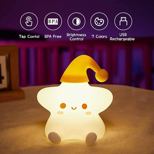 Creative Star Night Light Cartoon Soft Lamp Children Bedroom Bedside Night Light Cute Child Graduation Gifts Home Decoration