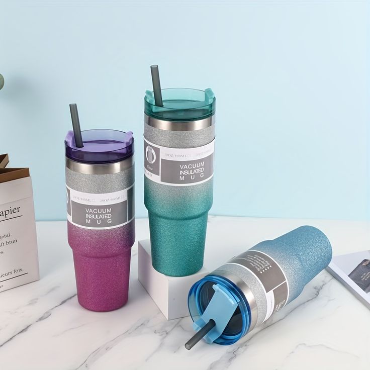 Stainless Steel Water Bottle 30oz, Diamond Painted Coffee Beer Mug, Straw Lid, Leakproof, Travel, Fitness, Sports - Kalesh Monk