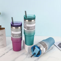 Stainless Steel Water Bottle 30oz, Diamond Painted Coffee Beer Mug, Straw Lid, Leakproof, Travel, Fitness, Sports - Kalesh Monk