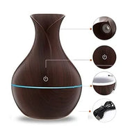 Wood Grain Aroma Humidifier – USB Cool Mist Diffuser with LED Light | Portable Essential Oil Air Purifier for Bedroom, Office & Home Decor