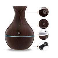 Wood Grain Aroma Humidifier – USB Cool Mist Diffuser with LED Light | Portable Essential Oil Air Purifier for Bedroom, Office & Home Decor