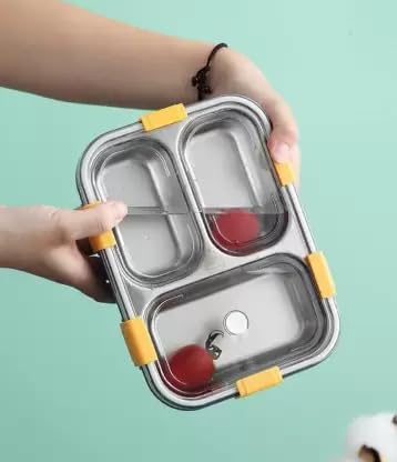 3 Compartment Stainless Steel Leakproof Lunchbox - Kalesh Monk