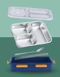 3 Compartment Stainless Steel Leakproof Lunchbox - Kalesh Monk