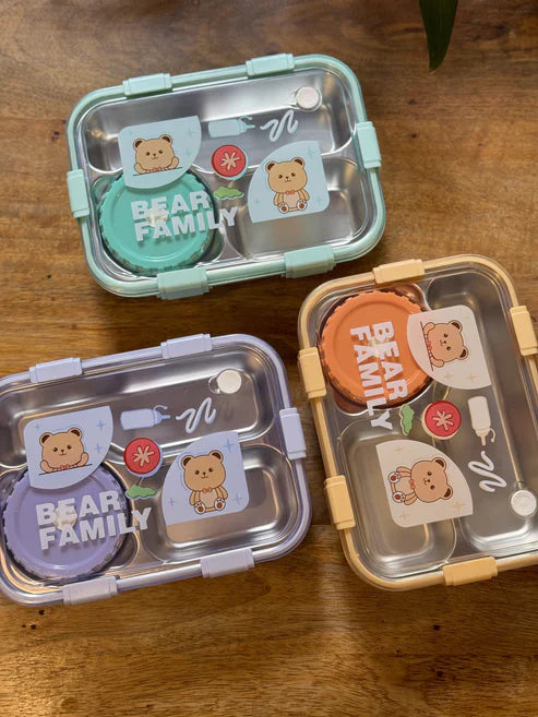 Bear Family Bento Stainless Steel lunch box - Kalesh Monk