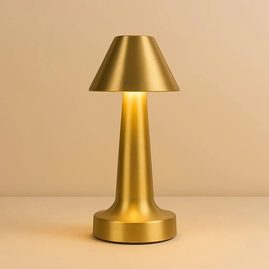 Mushroom Rechargeable LED Table Lamp – Touch Control, Cordless, Dimmable Desk & Bedside Light with Brushed Metal Finish - Kalesh Monk