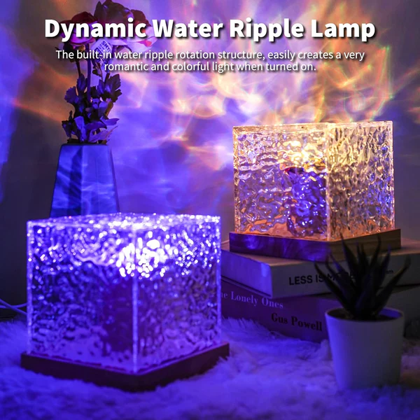 Dynamic Rotating Water Ripple Night Light, Color Changing Crystal Lamp with Remote