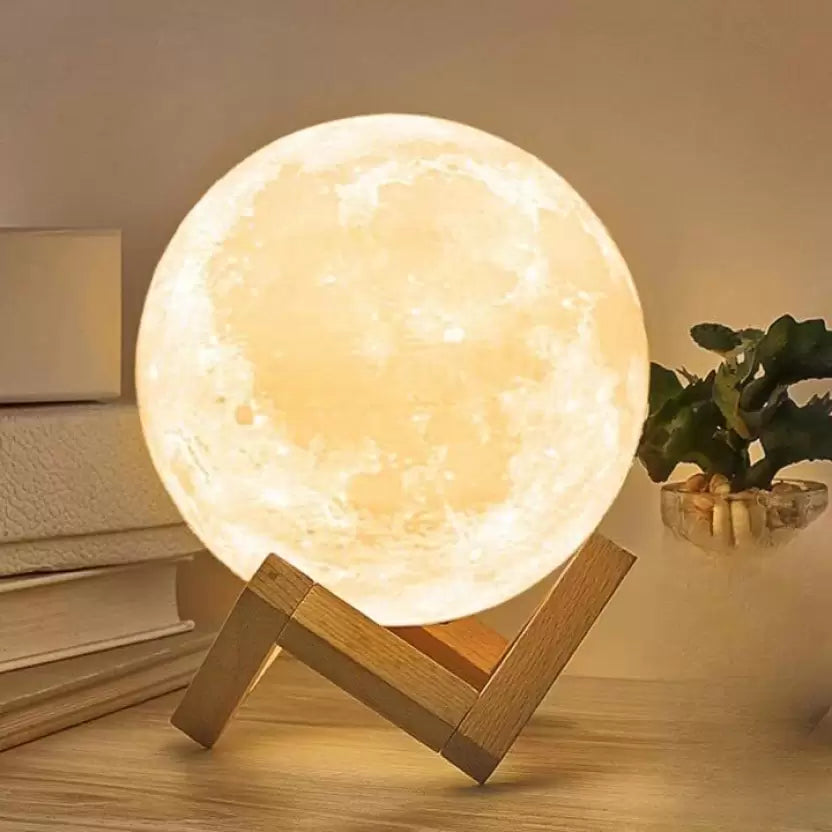 3D Moon Lamp Night Light – Realistic Lunar Surface, USB Rechargeable, Touch Control, Dimmable LED Light for Bedroom and Home Décor - Kalesh Monk