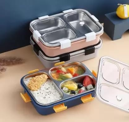 3 Compartment Stainless Steel Leakproof Lunchbox - Kalesh Monk