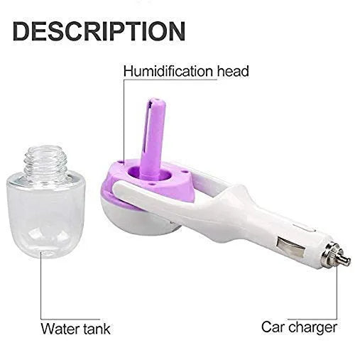 Car Humidifier – USB Mini Cool Mist Diffuser with LED Light | Portable Aroma Air Purifier for Car, Office & Travel