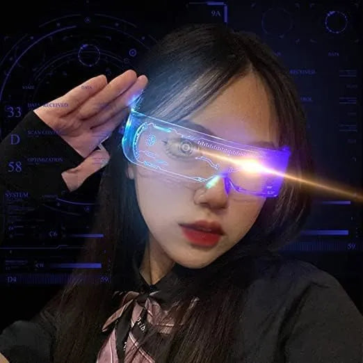 Luminous LED Futuristic Goggles for Party & Cosplay – Rechargeable Light Up Glasses for Rave, Festival, Halloween & Night Events
