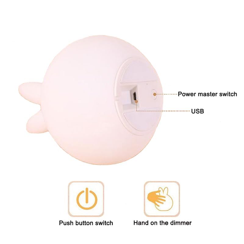 Rabbit Silicone Night Light - Color Changing LED Cute Lamp with Touch Sensor Control - Kalesh Monk