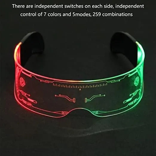 Luminous LED Futuristic Goggles for Party & Cosplay – Rechargeable Light Up Glasses for Rave, Festival, Halloween & Night Events