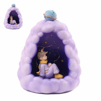 Stellar LED Night Lamp Resin Night Light Boy Statue for Kids Battery Powered Night Light Cute Bedside Lamp Resin Night Light Rechargeable Table Lamp for Kids Bedroom, Home decor, Office, Showcase (Purple) - Kalesh Monk