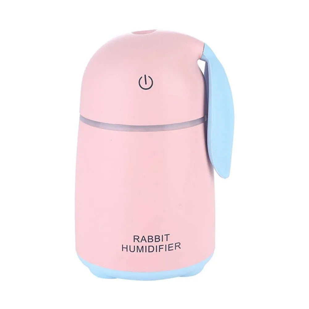 Rabbit Humidifier – Cute USB Mini Cool Mist Diffuser with LED Light | Portable Aroma Air Purifier for Desk, Bedroom & Baby Room