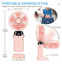 Portable Handheld Fan – Foldable, Rechargeable & USB-Powered Cooling Fan with LED Display - Kalesh Monk