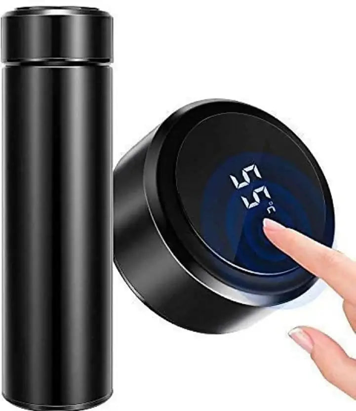 Smart LED temprature Display indicator stainless steel hot 500 ml Bottle (Pack of 1, Black, Steel) - Kalesh Monk