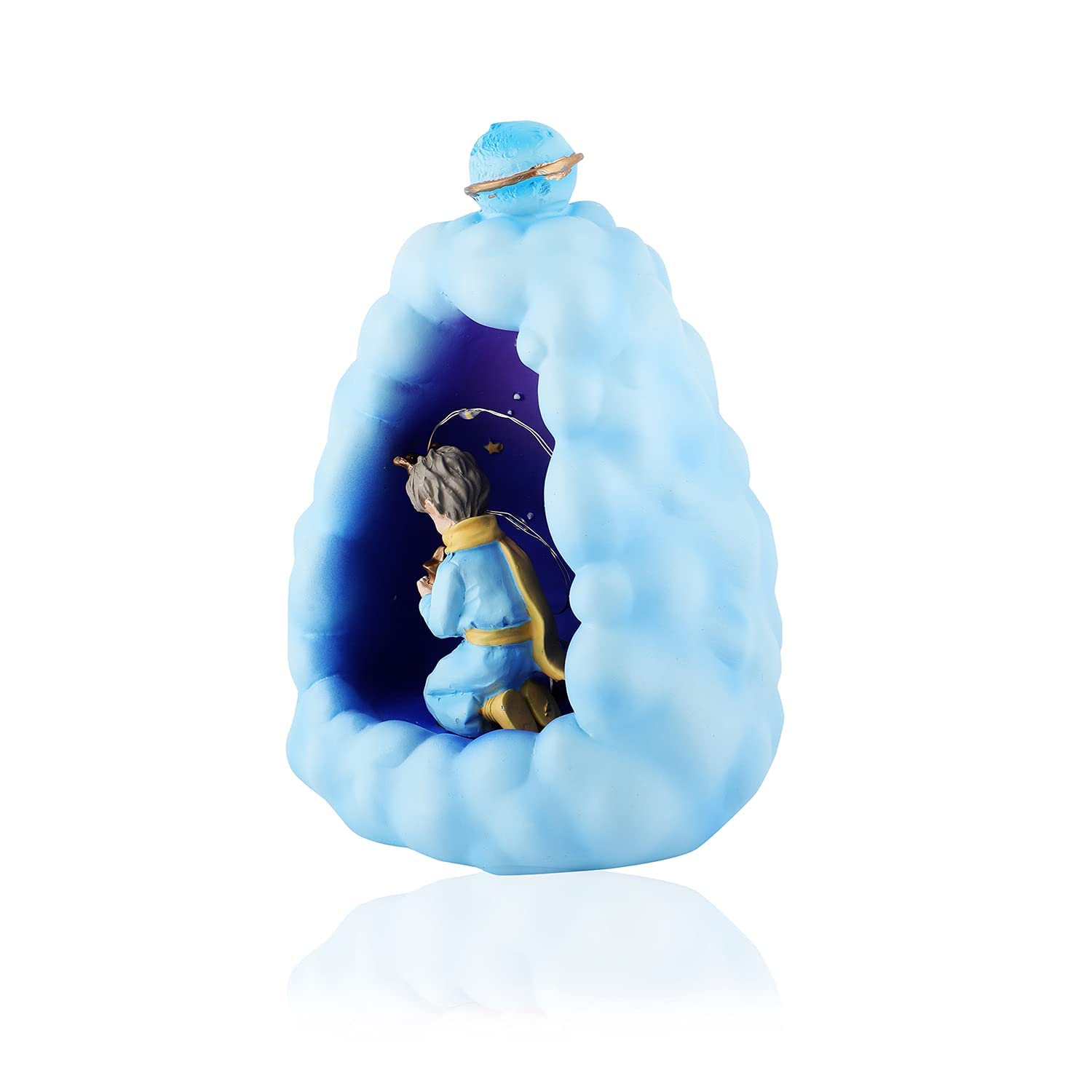 Stellar LED Night Lamp Resin Night Light Boy Statue for Kids Battery Powered Night Light Cute Bedside Lamp Resin Night Light Rechargeable Table Lamp for Kids Bedroom, Home decor, Office, Showcase (Blue) - Kalesh Monk