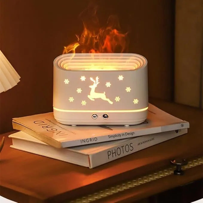 Flame Humidifier with LED Fire Effect – Cool Mist Aromatherapy Diffuser | USB Portable Air Purifier & Mood Light for Bedroom & Home Decor