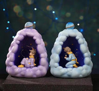 Stellar LED Night Lamp Resin Night Light Boy Statue for Kids Battery Powered Night Light Cute Bedside Lamp Resin Night Light Rechargeable Table Lamp for Kids Bedroom, Home decor, Office, Showcase (Purple) - Kalesh Monk