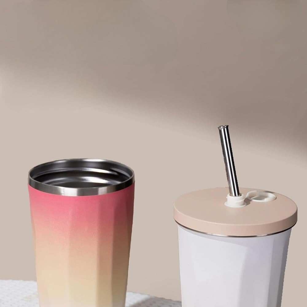 Straw Tumbler with Lid Large Capacity Straw Water Bottle Vacuum Insulated Tumbler, Stylish, Stainless Steel, Portable Coffee Cup, - Kalesh Monk
