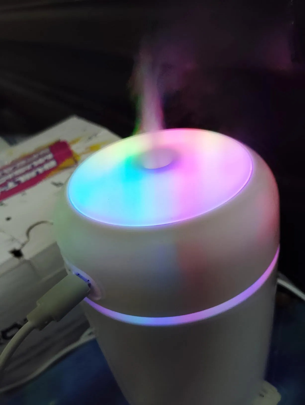 Colorful Mini Humidifier – USB Portable Cool Mist Diffuser with LED Mood Light | Compact Aroma Air Purifier for Bedroom, Car & Desk