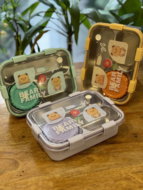 Bear Family Bento Stainless Steel lunch box - Kalesh Monk