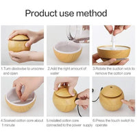 Dark Wood Grain Humidifier – USB Aroma Diffuser with Cool Mist & LED Light | Essential Oil Air Purifier for Bedroom, Office & Home Decor