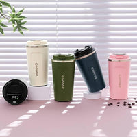 Vacuum Insulated Temperature Display Coffee Mug 510 ML | Stainless Steel Coffee Mug | Insulated Travel Mug | Double-Wall Insulation Hot & Cold Smart Coffee Tumbler Traveling Mug - Kalesh Monk