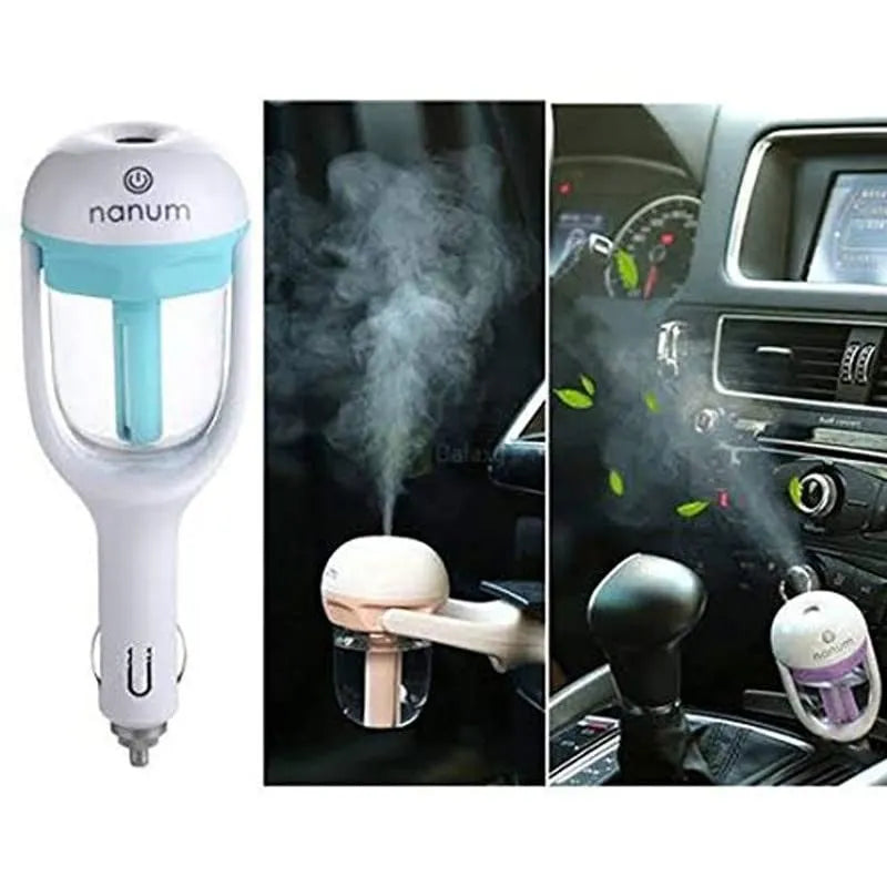 Car Humidifier – USB Mini Cool Mist Diffuser with LED Light | Portable Aroma Air Purifier for Car, Office & Travel