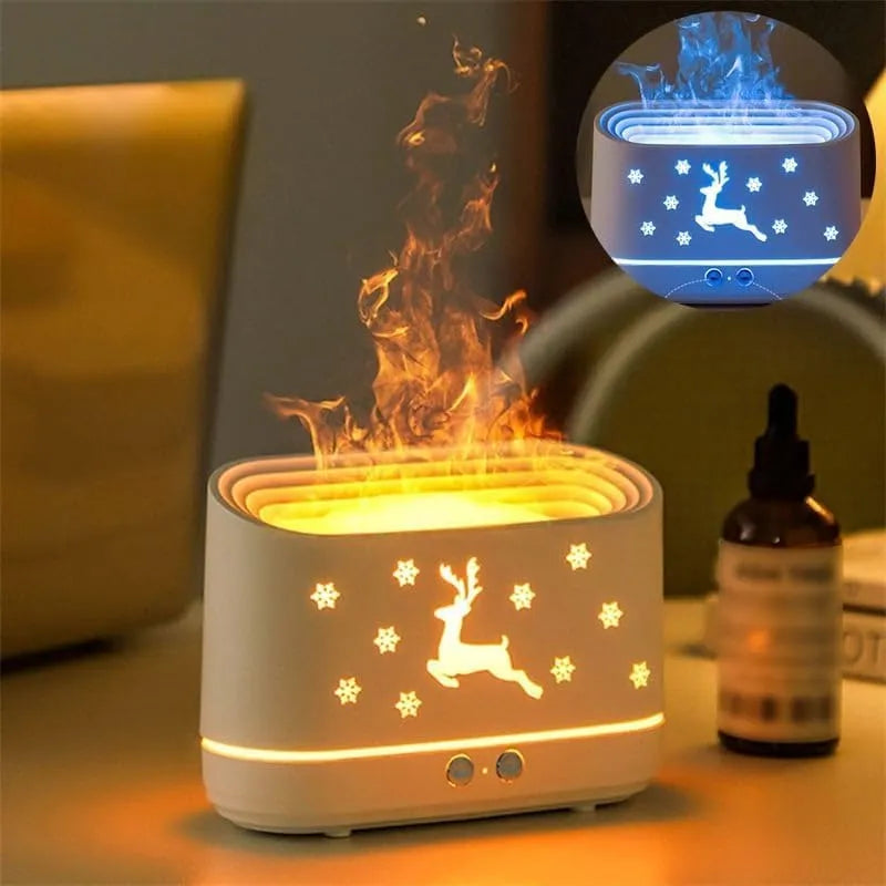 Flame Humidifier with LED Fire Effect – Cool Mist Aromatherapy Diffuser | USB Portable Air Purifier & Mood Light for Bedroom & Home Decor