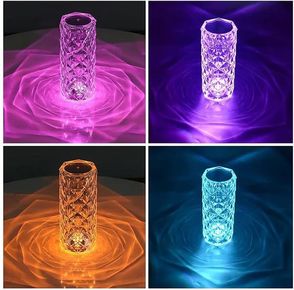 Crystal Rose Lamp with Remote – 16 Color LED Light | Luxury Ambient Mood Lighting for Bedroom, Living Room & Gifting - Kalesh Monk