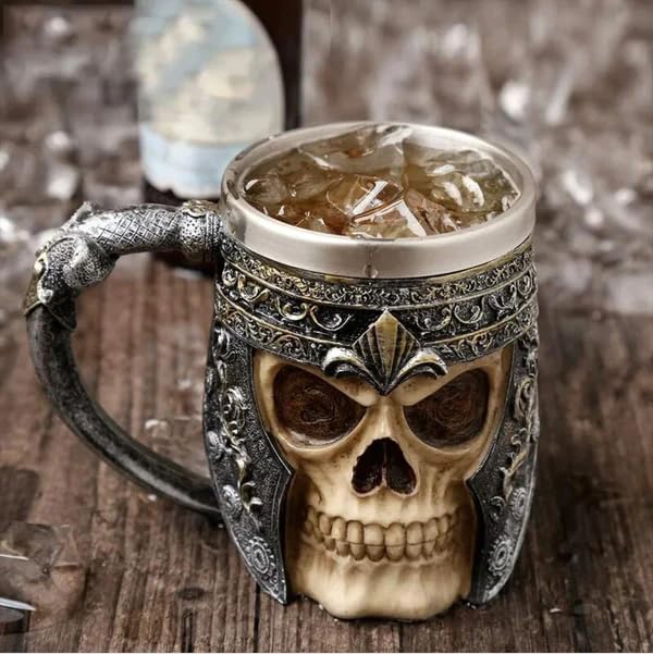 3D Skull Viking Stainless Steel Coffee Mug