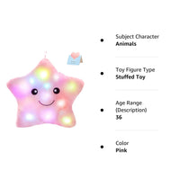 Twinkle Star Glowing LED Night Light Plush Pillows Stuffed Toys (Available in Blue, Pink, Purple, Yellow, White)