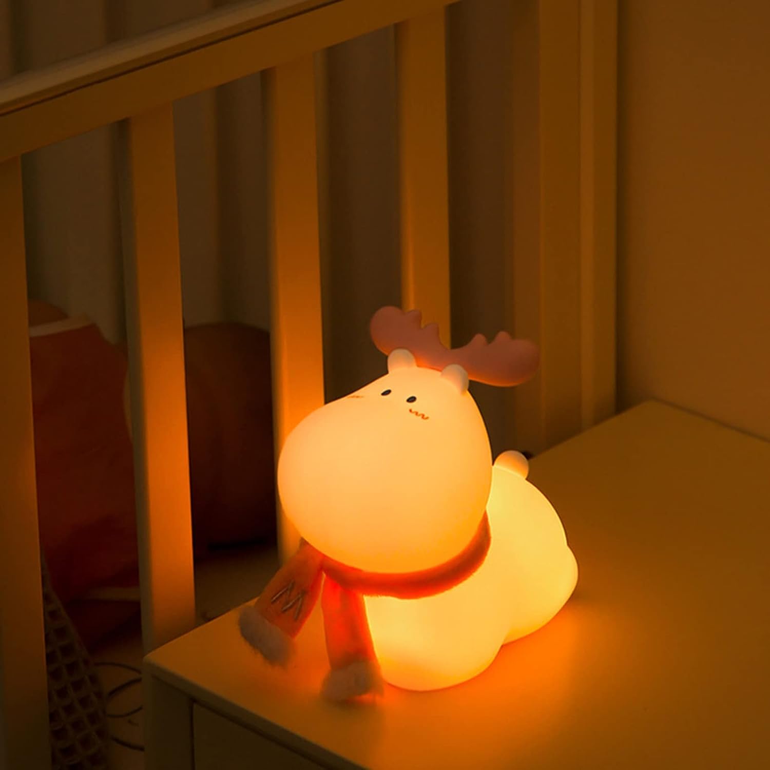 LED Night Light for Kids, Adorable Little Deer Silicone Night Light, USB Charging Colorful Night Lamp for Bedroom Baby Room Pink - Kalesh Monk