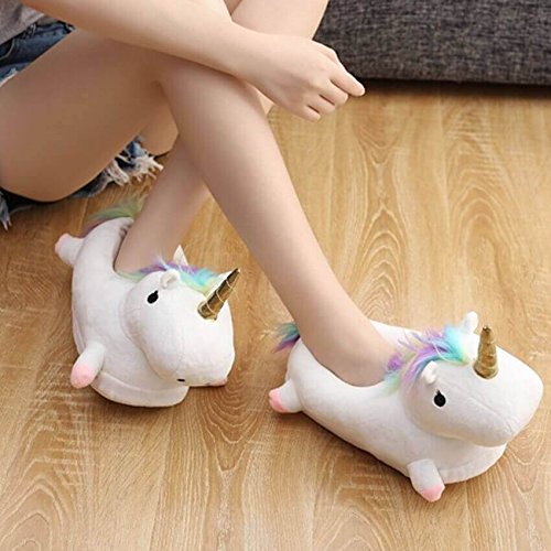 Cute Cartoon Unicorn Slippers, Fluffy Plush Warm Comfortable Lounge Shoes, Soft Cozy Plush House Shoes For Women