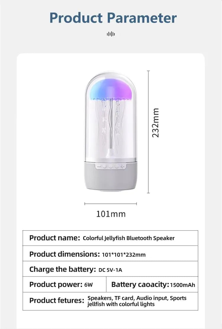Jellyfish Bluetooth Speaker – LED Water Lamp with Built-In Sound System | 360° Color Show Audio Device for Parties, Bedroom & Mood Lighting