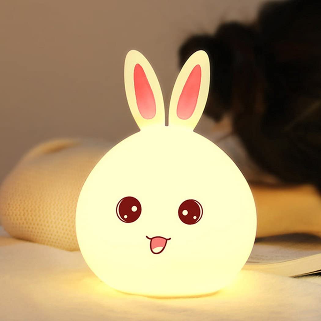 Rabbit Silicone Night Light - Color Changing LED Cute Lamp with Touch Sensor Control - Kalesh Monk