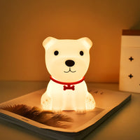 Cute Puppy Night Light Soft Silicone Lamp, Discolored USB Rechargeable Portable.