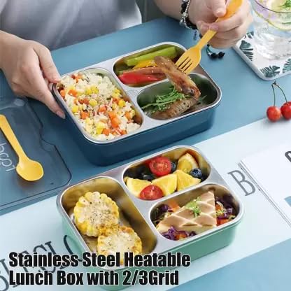 3 Compartment Stainless Steel Leakproof Lunchbox - Kalesh Monk