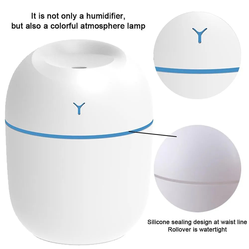 Egg-Shaped Humidifier – Cool Mist Air Diffuser with LED Light | USB Portable Mini Aroma Humidifier for Bedroom, Desk & Home Decor
