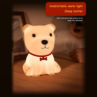 Cute Puppy Night Light Soft Silicone Lamp, Discolored USB Rechargeable Portable.