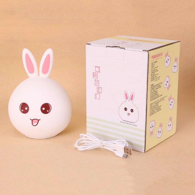 Rabbit Silicone Night Light - Color Changing LED Cute Lamp with Touch Sensor Control - Kalesh Monk