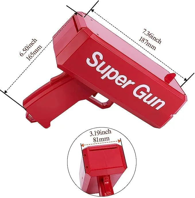 Supreme Style Money Gun – Cash Blaster Toy with Fake Dollar Bills | Ultimate Party Prop for Weddings, Birthdays, Bachelor Nights & Celebrations