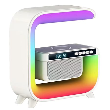RGB LED Speaker Rgb Night Lamp with app Wireless Charger Alarm Clock Desk Lamp Wireless Charging Wakeup Light - Kalesh Monk