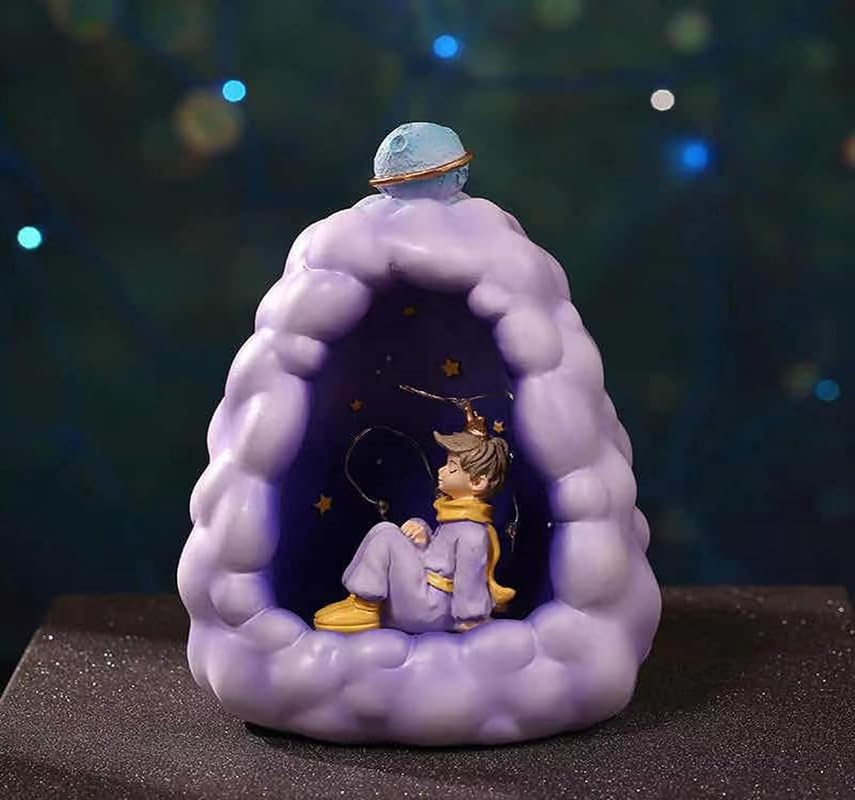 Stellar LED Night Lamp Resin Night Light Boy Statue for Kids Battery Powered Night Light Cute Bedside Lamp Resin Night Light Rechargeable Table Lamp for Kids Bedroom, Home decor, Office, Showcase (Purple) - Kalesh Monk