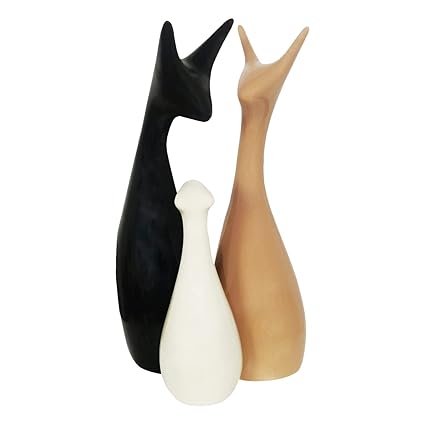 Deer Family Set of 3 Ceramic Figurine showpiece, Animal Statue for Indoor, Office Decor - Kalesh Monk
